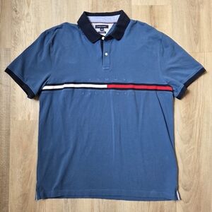 Vintage Inspired Tommy Hilfiger Polo Shirt Mens XXL Colorblock Striped Y2k 90s